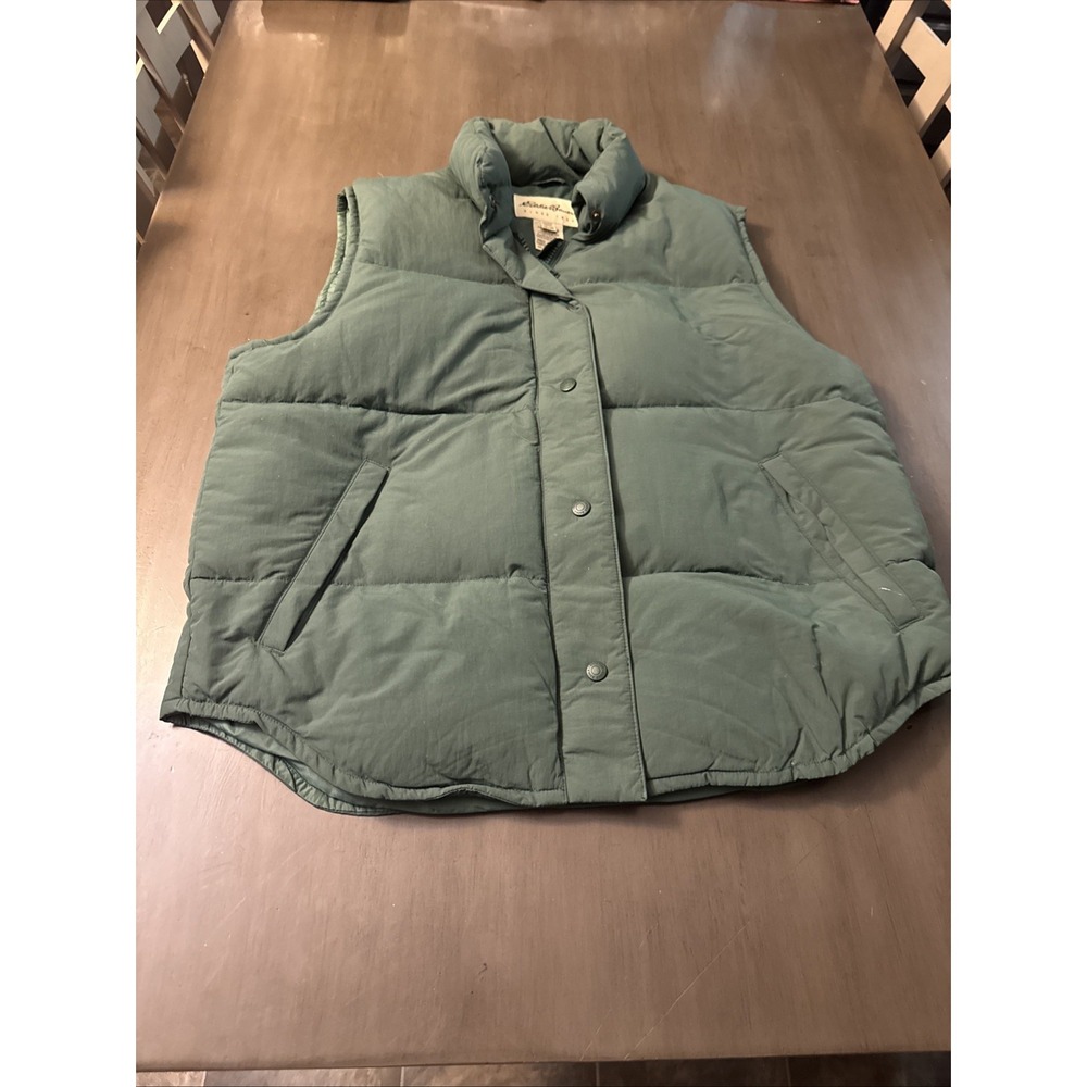 Ladies Size M puffer vest in Green by Eddie Bauer Premium Goose down